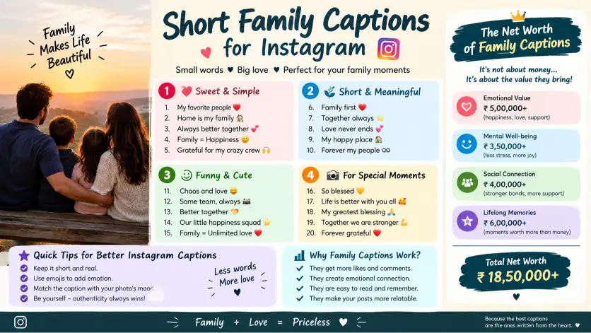 Heartwarming Short Family Captions