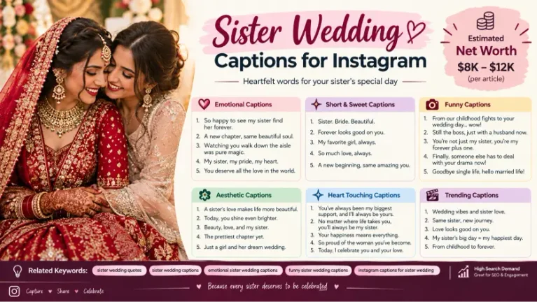 Best Sister Wedding Captions