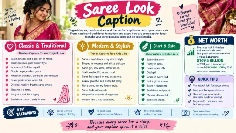 Trending Saree Look Captions